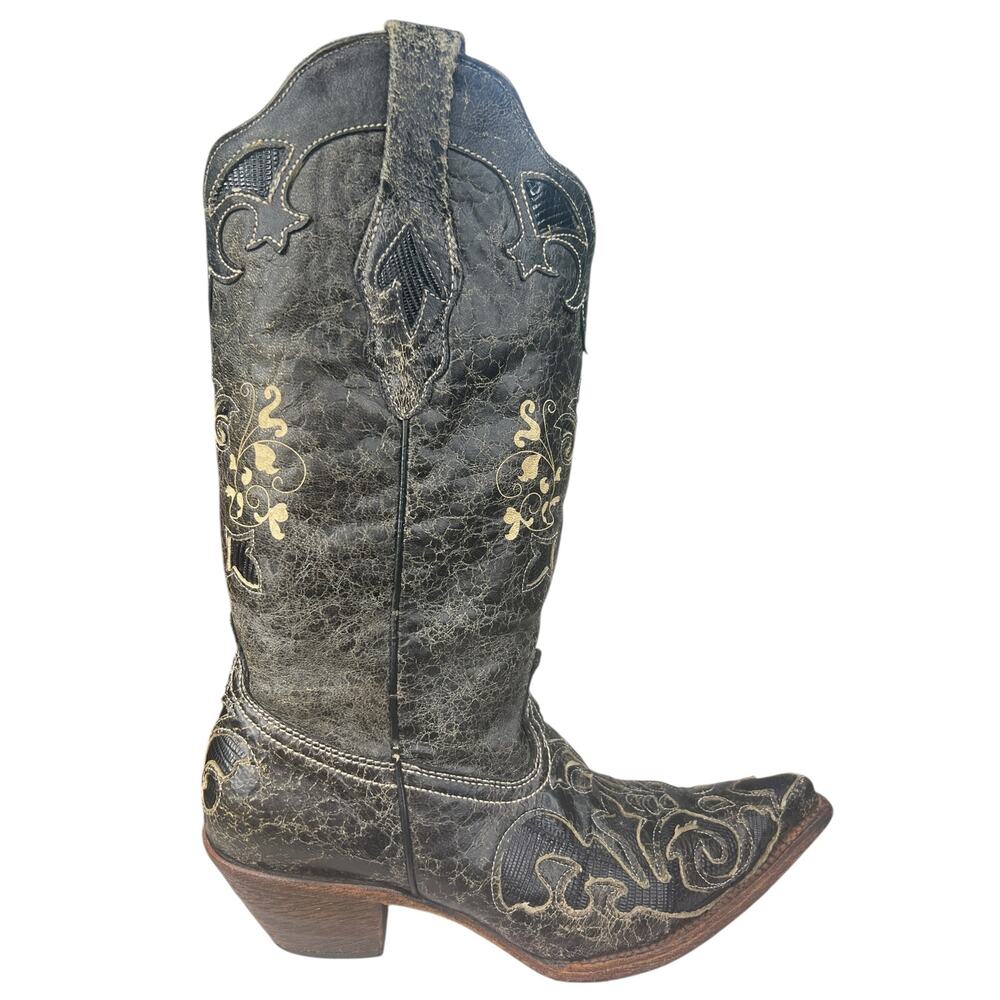 Corral Women’s Black Leather Inlay Western Cowgirl Boot Size US 9